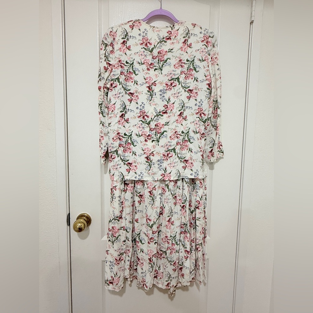 Vintage Floral Cottagecore Two-Piece Set Jacket + Dress Fits M - Picture 9 of 9